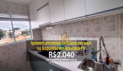 Apartamento semi mobiliado com 02 Quartos no Boqueirão em Araucária-PR  - Locação por R$2.040,00
