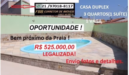 Casa em Condomínio para Venda em Cabo Frio, Peró, 3 dormitórios, 1 suíte, 3 banheiros, 1 vaga