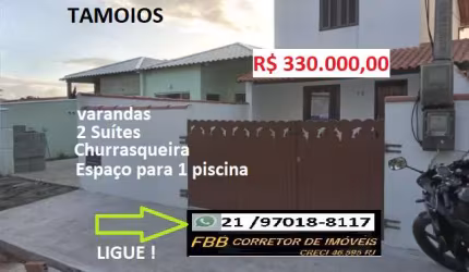 Casa em Condomínio para Venda em Cabo Frio, Tamoios, 2 dormitórios, 2 suítes, 3 banheiros, 2 vagas