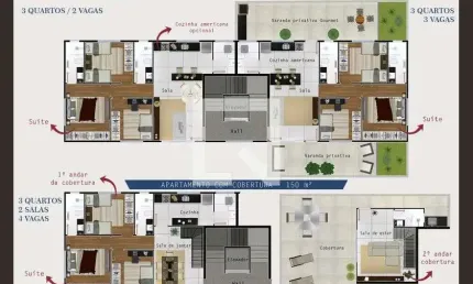 Cobertura para Venda - Salgado Filho, 3 Quartos,  150 m² - Belo Horizonte