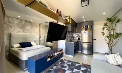 Studio de Luxo à Venda em Condomínio Exclusivo no Real Parque, São Paulo - 1 Quarto, 1 Banheiro, 1 Vaga - 35m².