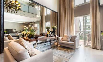 Apartamento Duplex Mobiliado de 2 Quartos em Moema - São Paulo-SP: 2 Suítes, 4 Banheiros, 2 Vagas, 163m².