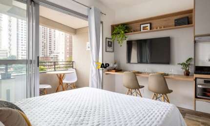 Studio Mobiliado à Venda no Brooklin: Apartamento de 1 Quarto, 1 Banheiro e 25m² no Jardim das Acácias, SP