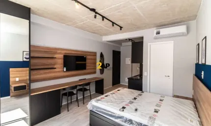 Studio novo e mobiliado em Moema: Apartamento de 1 quarto à venda ou locação na Indianópolis, São Paulo-SP.