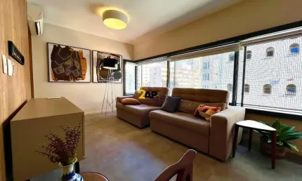 Apartamento de alto padrão para locação em condomínio no jardim paulista em são paulo-sp: 1 quarto, 1 sala, 1 banheiro, 1 vaga de garagem, 50m² de área.