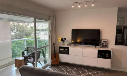 Apartamento mobiliado para locação no brooklin, 1 quarto, 1 suíte, 1 banheiro, 1 vaga de garagem, 50m² de área.