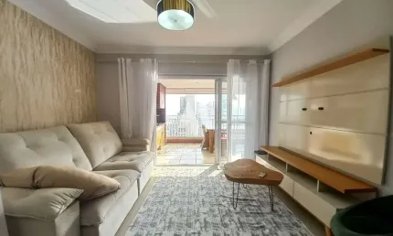 Apartamento mobiliado com 3 quartos/suítes, varanda vista mar e lazer - aluguel na Vila Rica/Boqueirão - Santos/SP