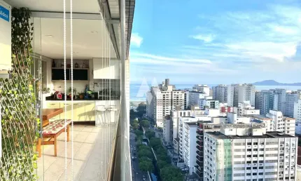 Apartamento vista mar com 3 quartos 2 vagas e lazer à venda no Gonzaga - Santos/SP