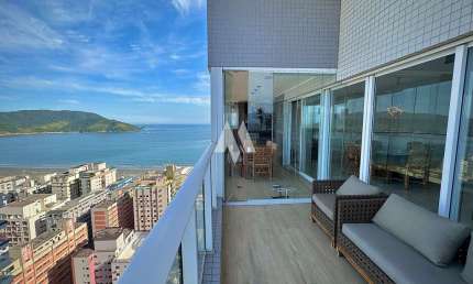 Apartamento Duplex Alto Padrão vista mar mobilado para alugar na quadra da praia no Embaré - Santos/SP