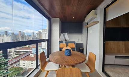 Apartamento com 1 dormitório novo pronto para alugar em prédio com lazer no Boqueirão - Santos/SP