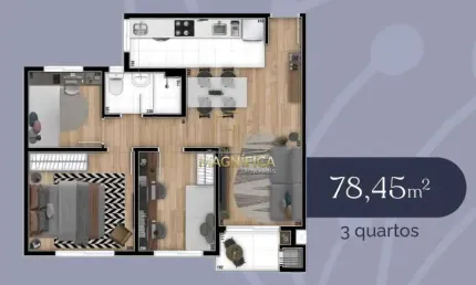 Apartamento com 3 quartos à venda na Rua Rosamélia de Oliveira, 1000, Campo Comprido, Curitiba por R$ 355.100
