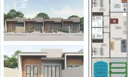 Casas novas 2 quartos suíte piscina e terreno balneário santa terezinha