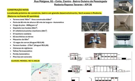 Galpão novo com 430m² - outeiro de passárgada - cotia/sp