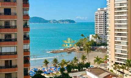 Vista-mar | varanda | lazer | apartamento na praia das astúrias de 3 dormitórios com 1 vaga, guarujá-sp.