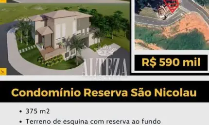 Terreno em condomínio fechado à venda na Alameda Nicolau João Tebecherani, Nova Gardênia, Atibaia por R$ 590.000