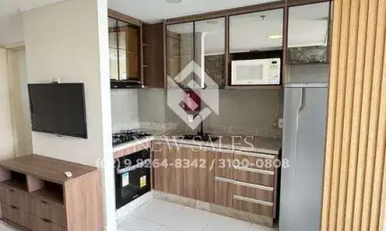 Apartamento flat 2 quartos + escritório mobiliado 55mts Jardim goias