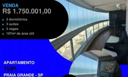 ESPIA SÓ ESSA BELEZA DE APARTAMENTO - PORTEIRA FECHADA - VISTA TOTAL - NA QUADRA DO MAR