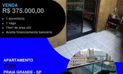 INCRÍVEL!! 1 DORM GRANDE COM TAMANHO DE 2 DORMS 74 METROS 2 QUADRAS DA PRAIA