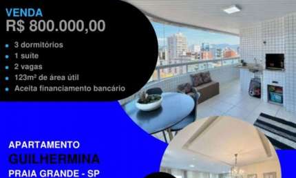 ATENÇÃO QUE ESTE VENDE RÁPIDO! 3 DORMS ALTO PADRÃO NA GUILHERMINA A 2 QUADRAS DO MAR