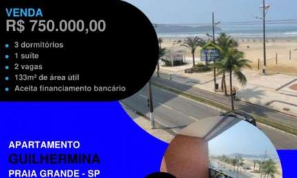 AVISO IMPORTANTE! 3 DORMS AMPLO FRENTE MAR NA GUILHERMINA!