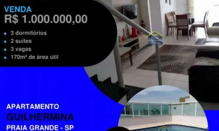 ESSA VENDE RÁPIDO!! 2 QUADRA DO MAR NA GUILHERMINA COBERTURA DUPLEX