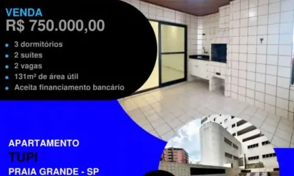Promoção por tempo indeterminado! 3 dorms amplo a 1 quadra do mar