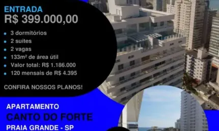 TÁ LINDO VIU!! FRENTE RUA APÊ AMPLO 3 DORMS ALTO PADRÃO NO FORTE! ENTRADA E SALDO DIRETO COM A CONSTRUTORA