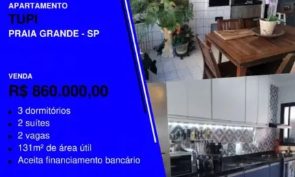Coisa de rico ein! 3 dorms finamente mobiliado na quadra do mar!