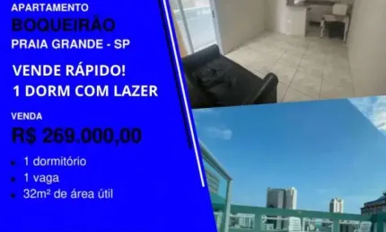 ATENÇÃO QUE VAI EMBORA RÁPIDO - 1 DORM COM LAZER NO BOQUEIRÃO PERTINHO DE TUDO POR APENAS..