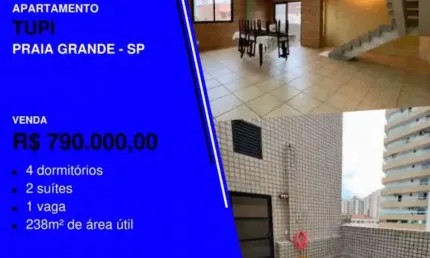 NÃO COMPROU AINDA? COBERTURA 4 DORMS 239M² A 2 QUADRAS DO MAR!