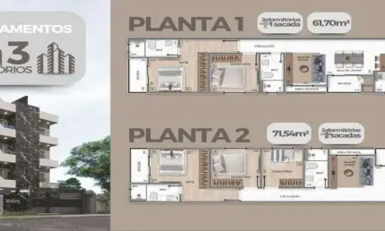 Apartamento com 2 dormitórios à venda, 61 m² por R$ 380.000,00 - Centro - Pinhais/PR