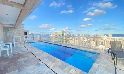 Apartamento de alto padrão. andar alto. vista livre. bairro gonzaga, em santos.