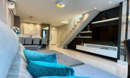Apartamento duplex mobiliado com vista mar, com 03 suítes frente mar em Bombas - Bombi...