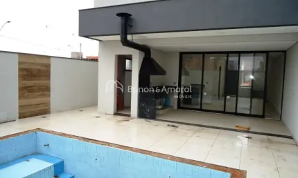 Casa à venda em condomínio em Paulínia, sobrado, Área gourmet, integrada com a cozinha. 03 suítes Escritório, Banheiro, piscina, Pontos de ar condicionado nas 3 suítes. Boiler funcionando Infra estrut