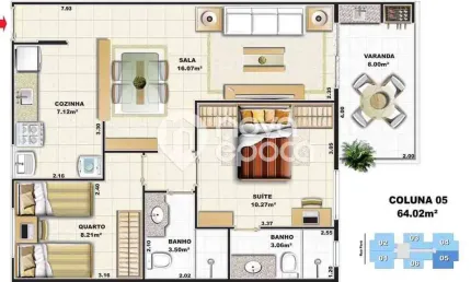 Praça da Bandeira | Apartamento 2 quartos, sendo 1 suite