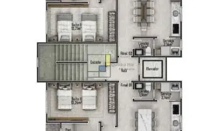 Apartamento a 300m do mar, 2 suítes no centro de navegantes.