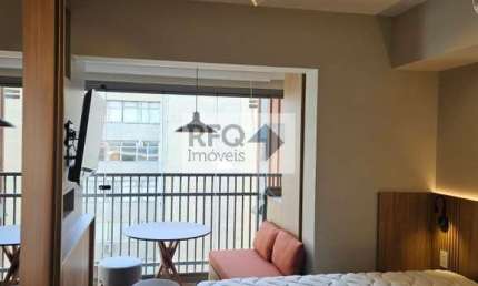 Studio de Luxo para Locação em Condomínio no Paraíso, São Paulo-SP: 1 Quarto, 1 Sala, 1 Banheiro - 22m².