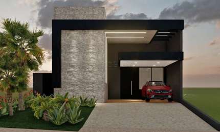 Casa térrea em condomínio fechado, 03 suítes com armários planejados, piscina e churrasqueira.