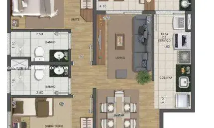 Apartamento para Venda em Limeira, Jardim Florença, 2 dormitórios, 1 suíte, 1 banheiro, 2 vagas