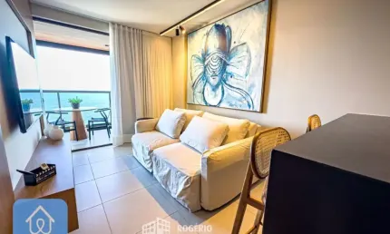 Apartamento a venda de 1/4, decorado e mobiliado, varanda gourmet vista mar na barra