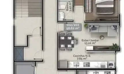 Apartamento de 3 dormitórios | 1 Suíte | Pedra Branca