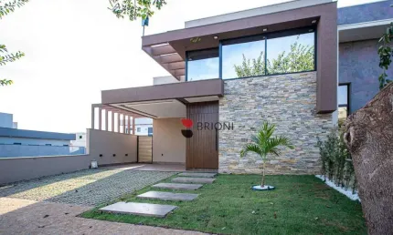 Casa térrea alto padrão com 164m², 3 quartos/suítes à venda no condomínio vivendas da mata em ribeirão preto/sp i imobiliária brioni imóveis