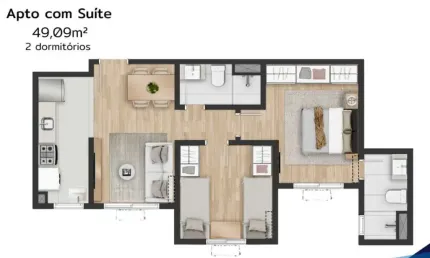 Apartamento com 2 quartos à venda na Rua Felipe Uebel, 1261, Santo André, São Leopoldo, 49 m2 por R$ 320.000