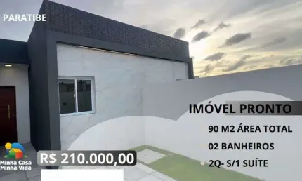 Casa com 2 dormitórios à venda por R$ 210.000,00 - Paratibe - João Pessoa/PB