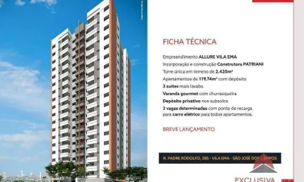 Apartamento com 3 dormitórios à venda, 119 m² por r$ 1.650.000,00 - vila ema - são josé dos campos/sp