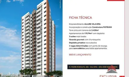 Apartamento com 3 dormitórios à venda, 119 m² por R$ 1.500.000,00 - Vila Ema - São José dos Campos/SP