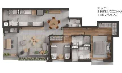 Apartamento com 2 quartos à venda na Rua Guaratuba, 101, Ahú, Curitiba, 93 m2 por R$ 1.535.567