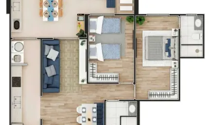 Excelente apartamento no caiçara com 2 dormitórios e 1 suíte!!!