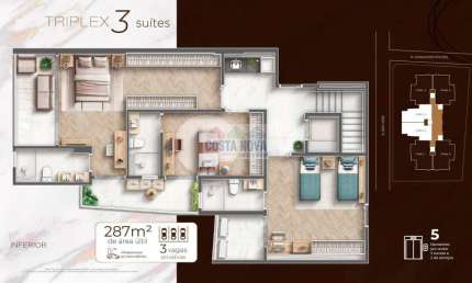 Lançamento á venda, uma excelente cobertura Triplex à 2 quadras da praia no Embaré