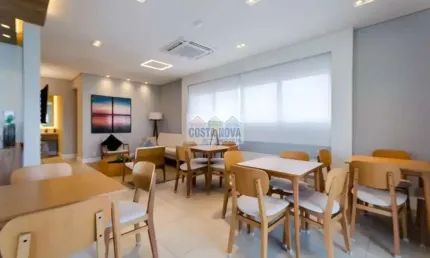 Apartamento novo a uma quadra da Praia, bairro Pompeia, 1 quarto, 1 banheiro, 1 vaga